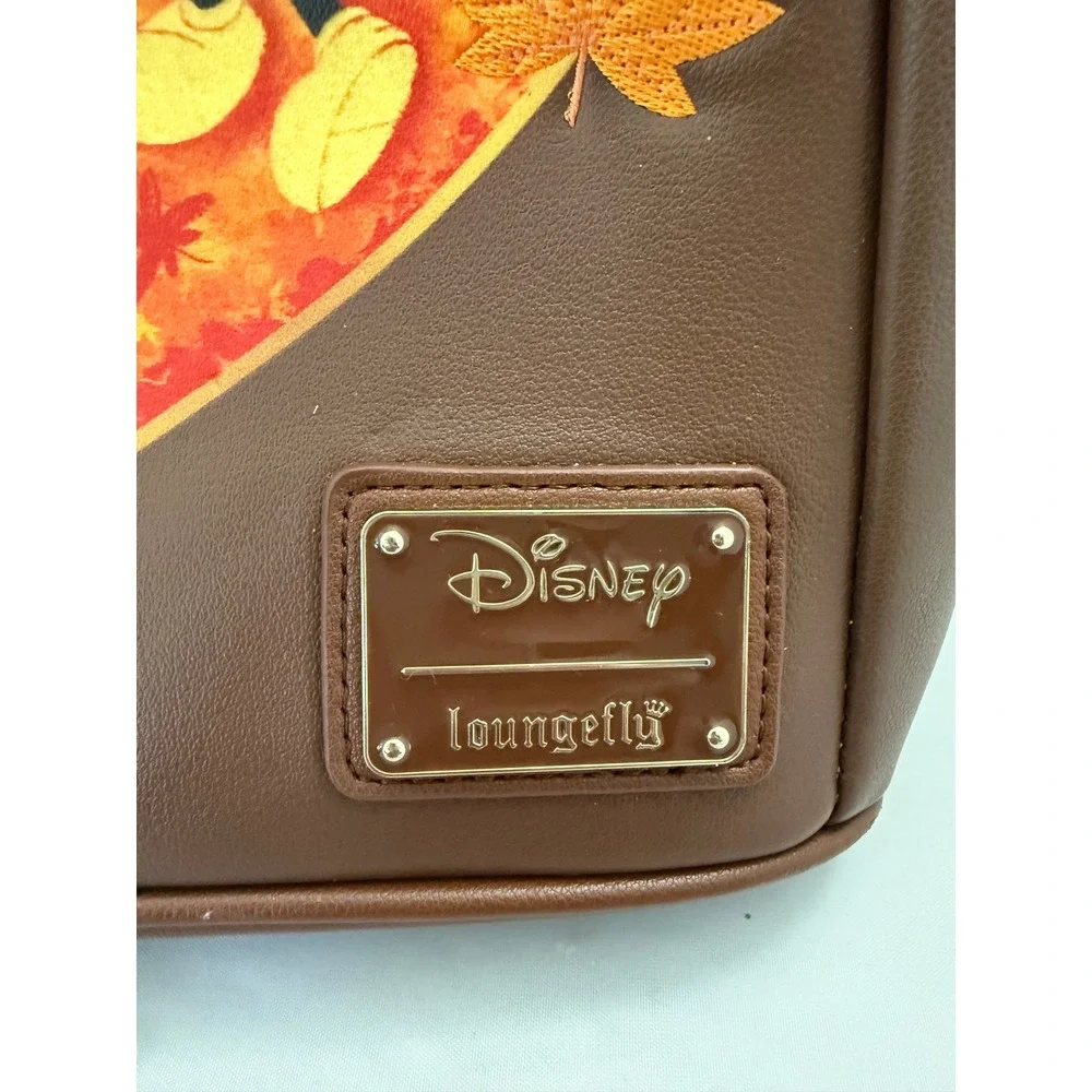 Disney Loungefly Mickey Minnie Mouse Fall Leaves Mini Backpack Brown Collectible